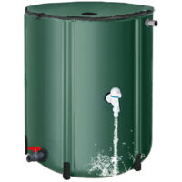 Cuve de stockage d’eau de pluie 100 L, pliable en PVC avec robinet et soupape, filtre intégré, portable et résistant aux intempéries, réservoir durable pour jardin, terrasse ou balcon, vert