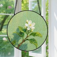 Suspension en vitrail, attrape-soleil élégant artistique, décoration fenêtre intérieure, cadeau Anniversaire pour femme, homme, ami, amie 12,5 cm