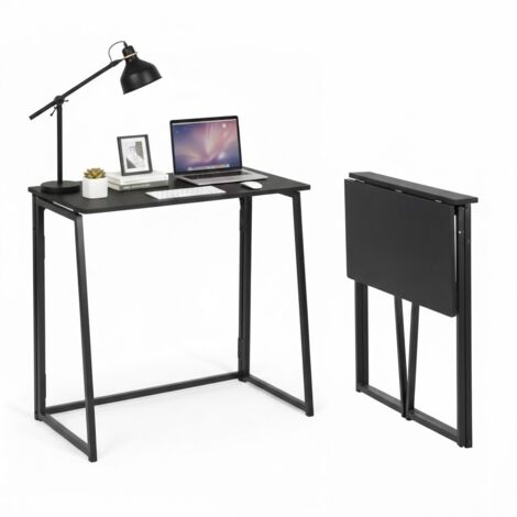 FurnitureR Folding Desk, Foldable Computer Table Workstation Study Desk ...