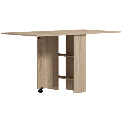 Compact Folding Dining Table with Drop Leaf Design,2-Tier Shelves ...