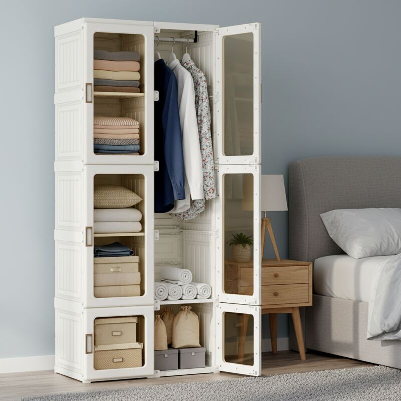 Armoire de Rangement Vintage COSTWAY - 2 Étagères Réglables - Dispositif Anti-Dumping - Noir - Armoire