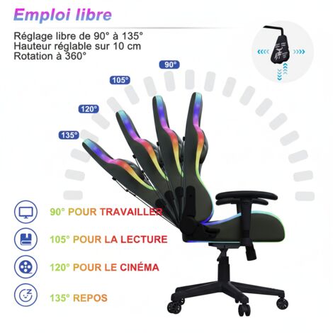 Ranqer Halo RGB/LED Chaise Gaming | Chaise Gaming avec éclairage LED RGB, 350 Couleurs et Effets, Blanc - Informatique Ranqer Halo RGB/LED Chaise Gaming | Chaise Gaming avec éclairage LED RGB, 350 Couleurs et Effets, Blanc - Informatique