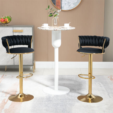 Lot de 2 tabourets de bar pivotants réglables à hauteur de comptoir avec repose-pieds 21,26x18,11x30,90-38,19 pouces - Noir (1/5)
