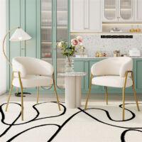 Lot de 2 chaise de salle à manger moderne en velours d'agneau Spraygold avec finition dorée (1 pc), avec pieds dorés 49x18x78cm blanc