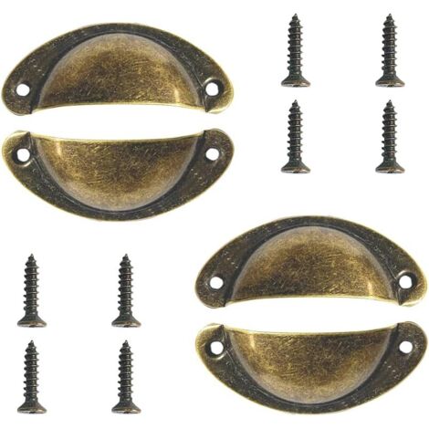 Poignée de Coquille, 4 Pcs Poignée Coquille Rétro, Tiroir Poignée, Poignée de Meubles, pour Penderies, Armoire, Tiroirs (Bronzefarbe) (1/5)