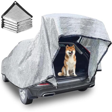 Filet D'ombrage Aluminet Voiture, Tissus Reflechissant Soleil 85%, Filet D'ombrage en Aluminium avec œillets, Filet d'ombrage de Voiture pour Chien pour Toit, Jardin (3x4M)