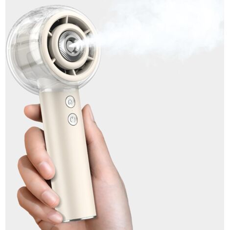 Ventilateur brumisateur portable, mini ventilateur puissant, idéal pour les voyages et les activités de plein air, un cadeau d'été parfait pour les hommes et les femmes (beige). (1/5)