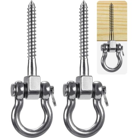 Lot de 2 crochets de plafond en acier inoxydable 304, kit de suspension, convient pour suspendre chaises, lustres et hamacs. (1/5)