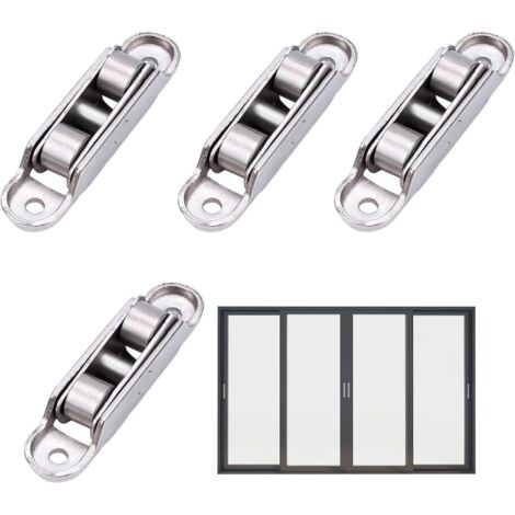 Roulettes pour portes coulissantes - Roulettes de rechange pour armoires et penderies Roulettes lisses avec roulements (roues plates doubles) (1/5)