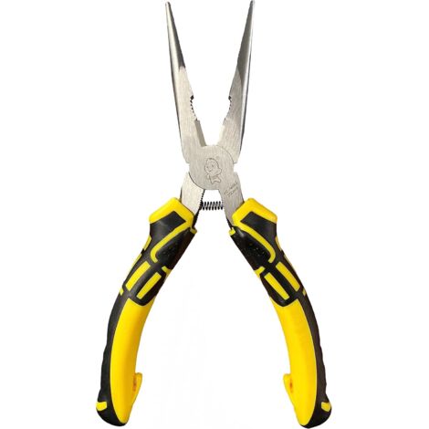 Pince à Bec Long 200mm, Pince demi-ronde avec tranchant, Pince à bec demi rond avec poignées gainées souples, Pince à becs 1/2 ronds Pour le bricolage et les travaux manuels, Pince de coupe (1/5)