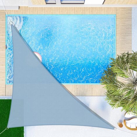 Voile d'ombrage Triangulaire 3x3x4.25m Imperméable Toile Ombrage UV Protection pour Patio Jardin, Terrasse, Extérieur, Balcon,Gris Ble (1/5)