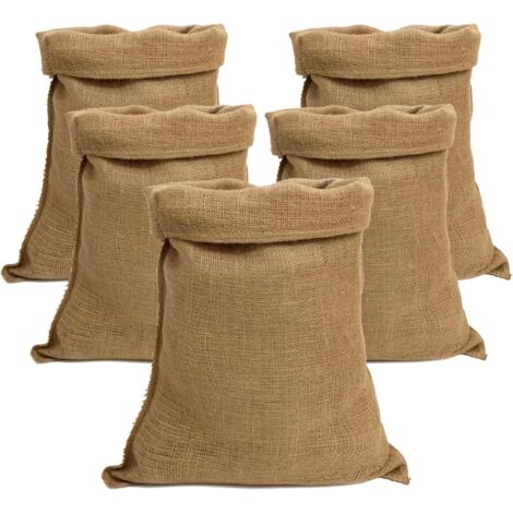 Grands sacs en jute 90 x 60 cm – 5 sacs – Sacs en jute naturel, adaptés au bricolage, à la décoration, au jardinage, aux boîtes de rangement, à Noël, aux fêtes et plus encore. (1/5)