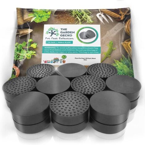 Pieds de Pot Invisibles Garden Gecko pour Pots de Fleurs et Fleurs d'extérieur. Réhausseurs de Pot en Caoutchouc Solide avec Surface antidérapante améliorée Paquet de 20.