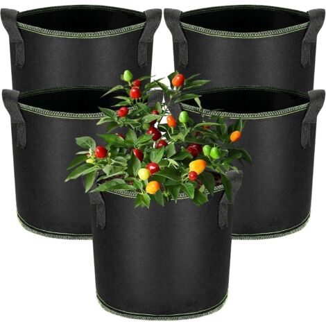 5 Pièces Sac à Plantes - Sac de Culture pour Plantes, Pot en Non Tissé avec Poignées, Pot en Tissu Réutilisable, Pot de Plantation pour Fleurs, Pommes de Terre, Fraises, Tomates (60L) (1/5)