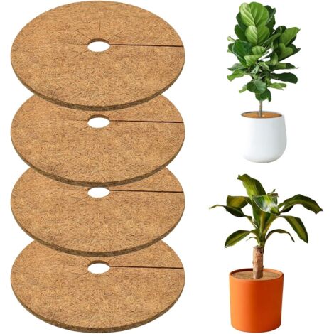 Lot de 4 Tapis de Coco Plantes, Disque de Protection Plante 30cm, Tapis de Paillage en Fibre de Coco Disques Paillage de Désherbage des Plantes pour Plante de Jardin Protection (30CM)