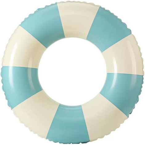 Bouée gonflable adulte, flotteur de piscine, flotteur gonflable à rayures rétro, idéal pour les vacances à la plage et les fêtes à la piscine [cyan]