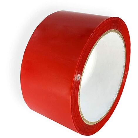 Ruban adhésif rouge d'emballage, ruban de signalisation en PVC, étiquette de sécurité à haute adhérence, 48 mm x 33 mètres (1/5)