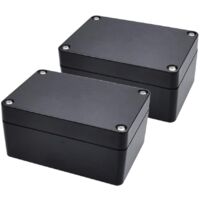 Lot de deux boîtes de jonction électriques étanches à l'eau et à la poussière (IP65) en plastique ABS. Boîtier électrique extérieur. Boîte de jonction électronique. Dimensions : 65 × 58 × 35 mm