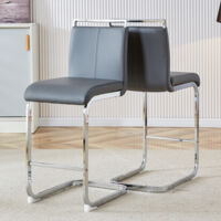 Two high-quality gray bar stools in Nordic style, suitable for restaurants, kitchens, patios, and guest office chairs (Set of 2) (Gray+PU). Suitable for multiple occasions.
