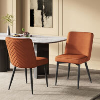 2 dining chairs, comfortable and breathable, suitable for dining rooms, living rooms, cafes, etc., modern style, velvet fabric, rust
