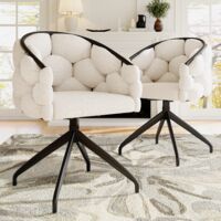 Luxury Chair (2 pcs), Swivel Chair, 360° Rotatable, Living Room Chairs, Dining Chairs, Makeup Chairs, Modern Fashion Style Chairs, Dining Chairs with Backrest, Ergonomic Chair, Bubble Chairs, Beige