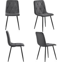 Dining Chairs (4-piece), Dark Gray, 4 Sets of Upholstered Designer Chairs, Twill Linen Dining Chairs, Kitchen Chairs with Backrest, Linen Metal Frame Seats, Metal Legs