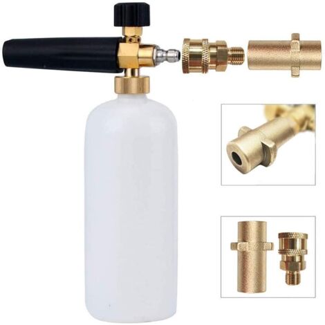 Pistolet à mousse à pression, pistolet à mousse à neige réglable 1L distributeur de savon compatible avec 1/4 à dégagement rapide et Karcher K2 K3 K4 K5 K6 K7