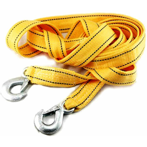 Sangle De Remorquage Avec Crochets Corde De Recuperation De Vehicule De Voiture Corde De Remorque 11 023 Lb Capacite De Corde De Remorquage Robuste Pour Camion De Voiture Suv, 4 M, Jaune (1/5)