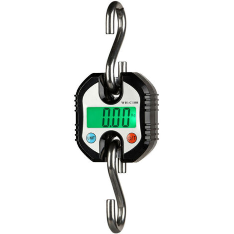 Balance numérique à suspendre 150 kg/ 330 lb Balance de grue portable avec rétroéclairage LCD en acier pour pêche à la ferme, chasse, marché alimentaire, travail en plein air (noir) (1/5)