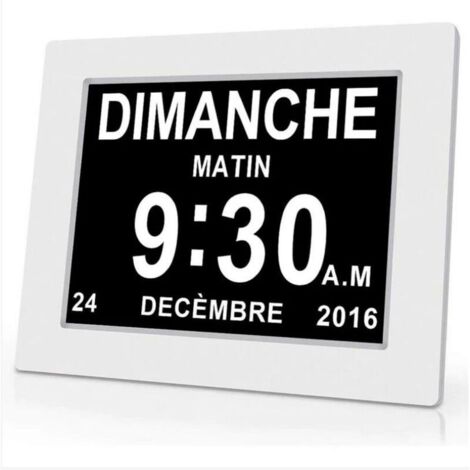 Horloge calendrier numérique One Piece 7 pouces avec date et heure, horloge Alzheimer pour parents, rappel de médicaments pour grands-parents et enfants - Blanc - 20414324mm (1/5)