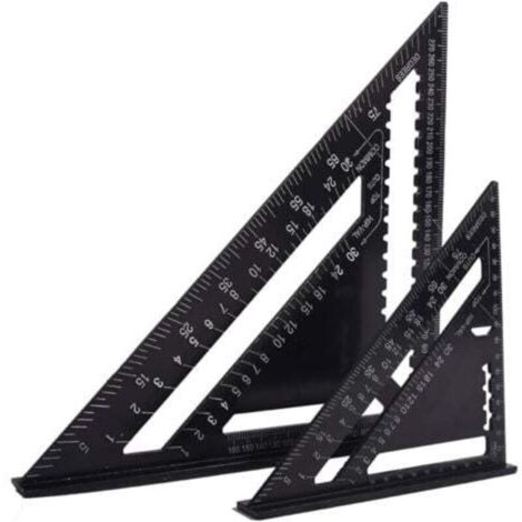 Equerre Menuisier Multifonctions 18cm et 30cm, Triangle Métal Aluminium Règle Équerre Trusquin Guide Raport Angle 45 90 Degres/Outillage Charpentier/Outil Traçage Guidage Menuiserie Bois (1/5)