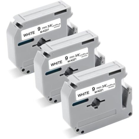 Compatible Rubans pour Brother M-K221 MK-221 9mm x 8m pour Brother PT-55 PT-60 PT-65 PT-70 PT-80 PT-85 PT-90 PT-M95 PT-100 PT-110 BB4 Étiqueteuse (Pack de 3, Noir sur Blanc)