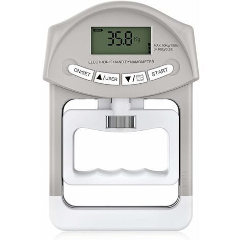 Dynamomètre à main électronique 90 kg / 200 lbs Capacité de préhension avec 19 jeux de disques individuels (1/5)