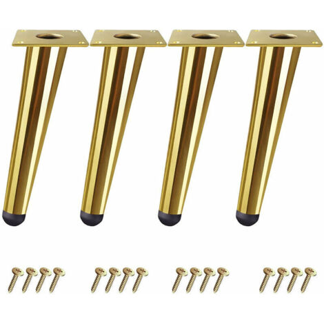 Pied de meuble,Lot de 4 Pieds Or de Table 10cm Cône Obliques Pieds Meuble pour Lit Armoire Chaise avec Vis (1/5)