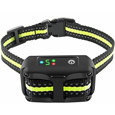 Collier Anti-aboiement pour Chiens, Rechargeable et Automatique avec Détection Intelligente des Aboiements avec Vibration, Son et Choc Electrique, IP67 étanche - le noir