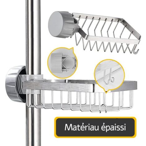 Porte Savon pour Etagere Douche Support Shampoing Douche sans Perçage pour Tringle 20-32mm