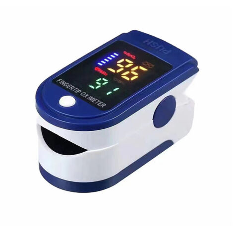 Oxymètre de Doigt Professionnel, Oxymètre de Pouls Électronique Numérique avec Moniteur de Fréquence Cardiaque-Saturomètre Capteur d'Oxygène-Ecran LED-Étui/Lanière inclus-Blanc et Bleu