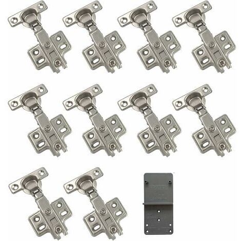 90 Degré Plein Recouvrante 26mm Soft Close Mini Charnieres avec Amortisseur Hydraulique Fermeture Automatique Charnière à Amorti pour Armoires de Porte Lot de 10 (1/5)