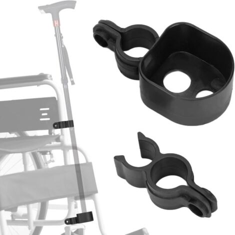 Support de Canne pour Déambulateur, Support de Bâton Marche pour Fauteuil Roulant Support de Canne Pratique Support de Béquille Polyvalent pour Fauteuils Roulants Scooters Électriques (1/5)