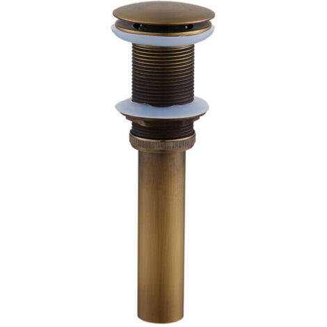 Pop-up Rétro Bouchon Bonde de Lavabo Vidange Clic-clac sans Trop-Plein en Laiton Bronzé Universel Valve Draineur dEvier Vasque Siphon sans Trou de Débordement Poli- sans (1/5)