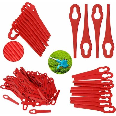 LIDL Florabest Lot de 100 lames de rechange en plastique pour coupe-bordures pour FRT18A FRT18A1 Art 46155 FRT20A1 Grand trou 12 mm Petit trou 7 mm