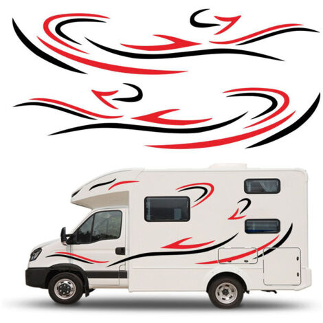 Autocollants graphiques latéraux de carrosserie de camion pour camping-car caravane camping-car rouge (1/5)