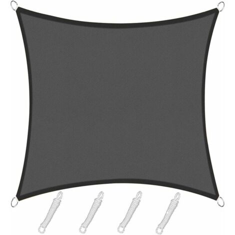 Voile d'ombrage Rectangulaire Carré 3x3m  Color Graphite,Toile Imperméable Une Protection des Rayons UV à 95%, pour en Plein air, Jardin & terrasse, Piscine (1/5)