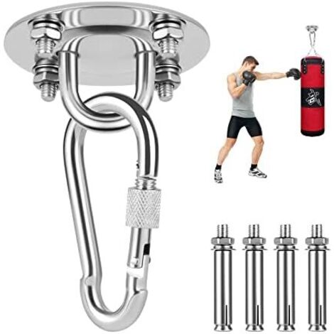 Crochet de Plafond, Cintre pour Sac de Frappe, Fixation Plafond Crochet Mural en 304 Acier Inoxydable pour Hamac, Fauteuil Suspendu, Sac de Boxe, Balançoire, Yoga (1/4)