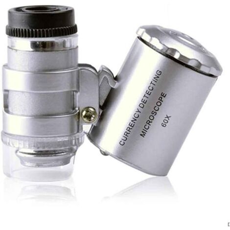 Loupe éclairante 60X loupe poche mini microscope de poche loupe UV détecteur de monnaie bijoutier loupe avec la lumière LED (1/5)
