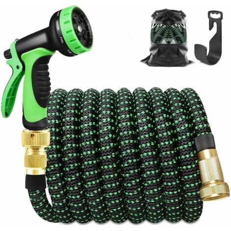 Déstockage Tuyau Arrosage Extensible 30m 100ft Tuyau D’arrosage Retractable avec Support et Pistolet Arrosage 9 Fonctions Raccords en Laiton