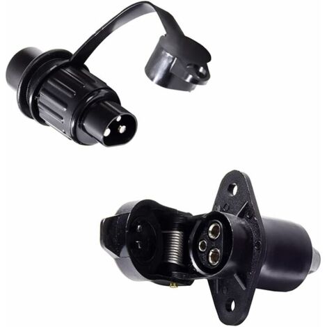 Prise 3 Broches Et Fiche 3 Broches, pour Remorque 12V Étanche Prise 3 Broches Male Femelle Connecteur, Prise 3 Broches,(1pcs)