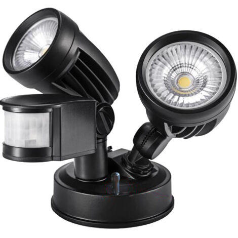 Projecteur LED Exterieur Detecteur de Mouvement 26W, 3000lm Double-tête 180° Réglable Projecteur Exterieur LED Etanche IP65 Spot LED pour Le Garage, Jardin, Terrasse, Entrée, Allée (1/5)