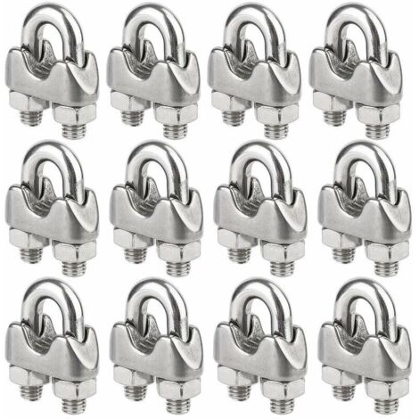 Lot de 12 serre-câbles inox pour diamètre 5mm (M5)