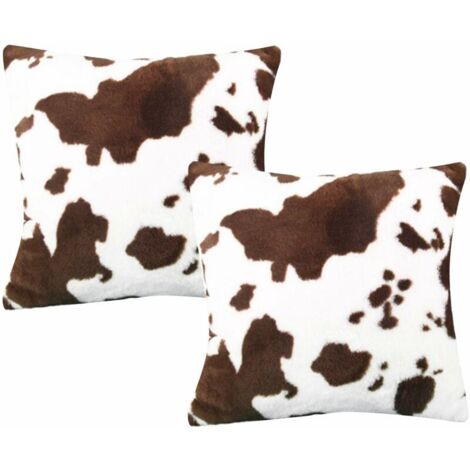 Lot de 2 housses de coussin en peluche douce avec motif peau de vache pour canapé, lit, voiture, canapé, maison, bureau-4545cm (1/4)